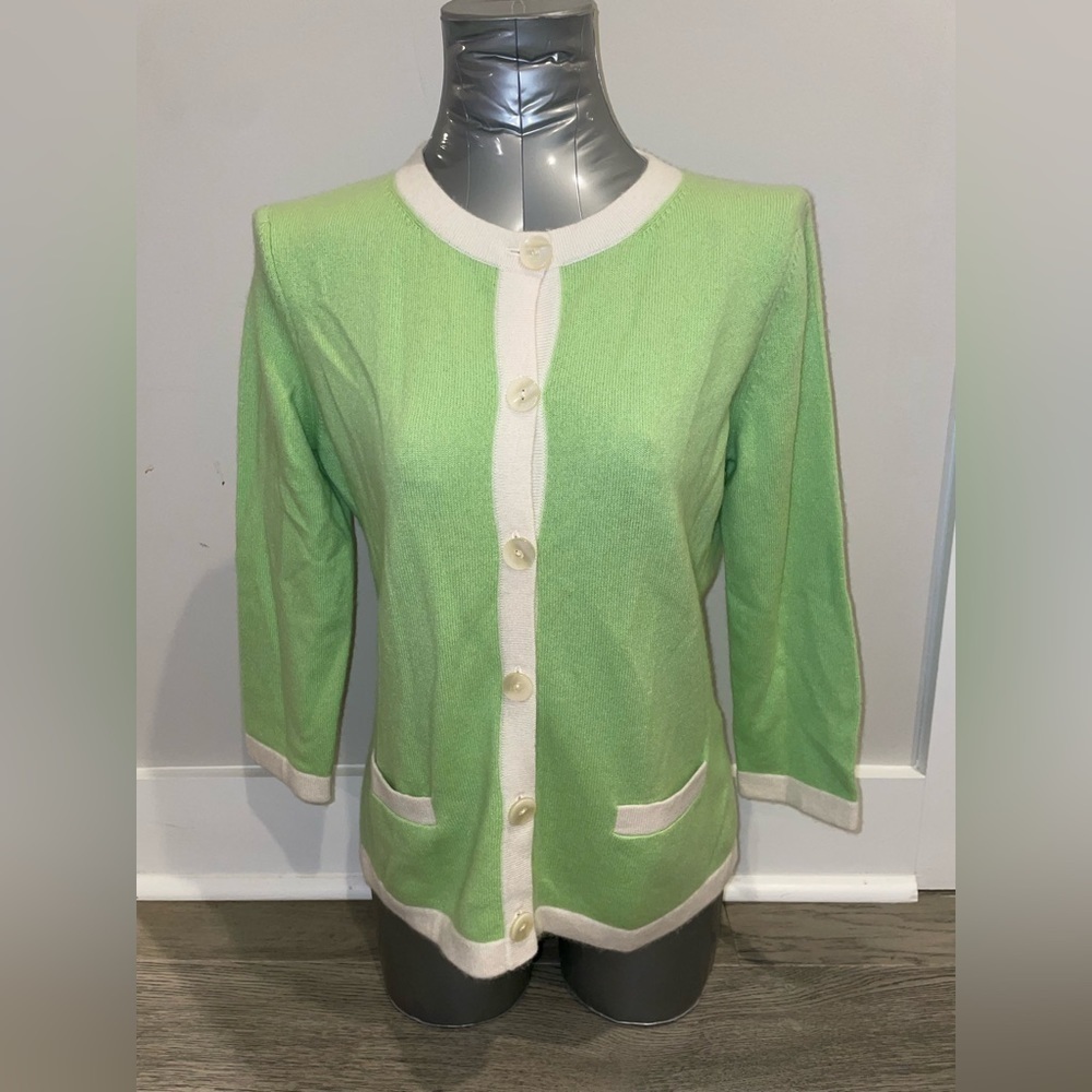 Green Small Cashmere Cardigan Talbots